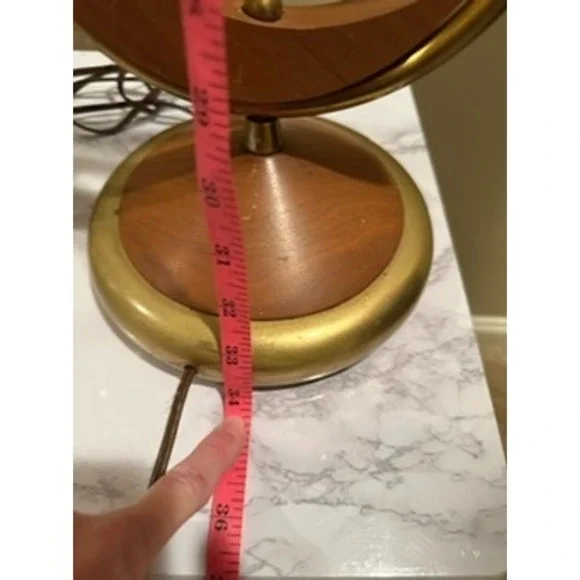 Mid Century Modern‎ Oak & Brass Table Lamps A Pair Vintage Lighting Decor - Picture 15 of 15